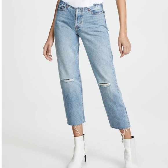 Levi's Denim - Levi's 501 Distressed Straight Leg Jeans